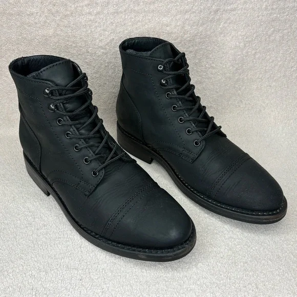 Thursday Boot Co Captain Lace Up Boots Women’s 7.5 38 Black Nubuck Leather Biker - Picture 3 of 13